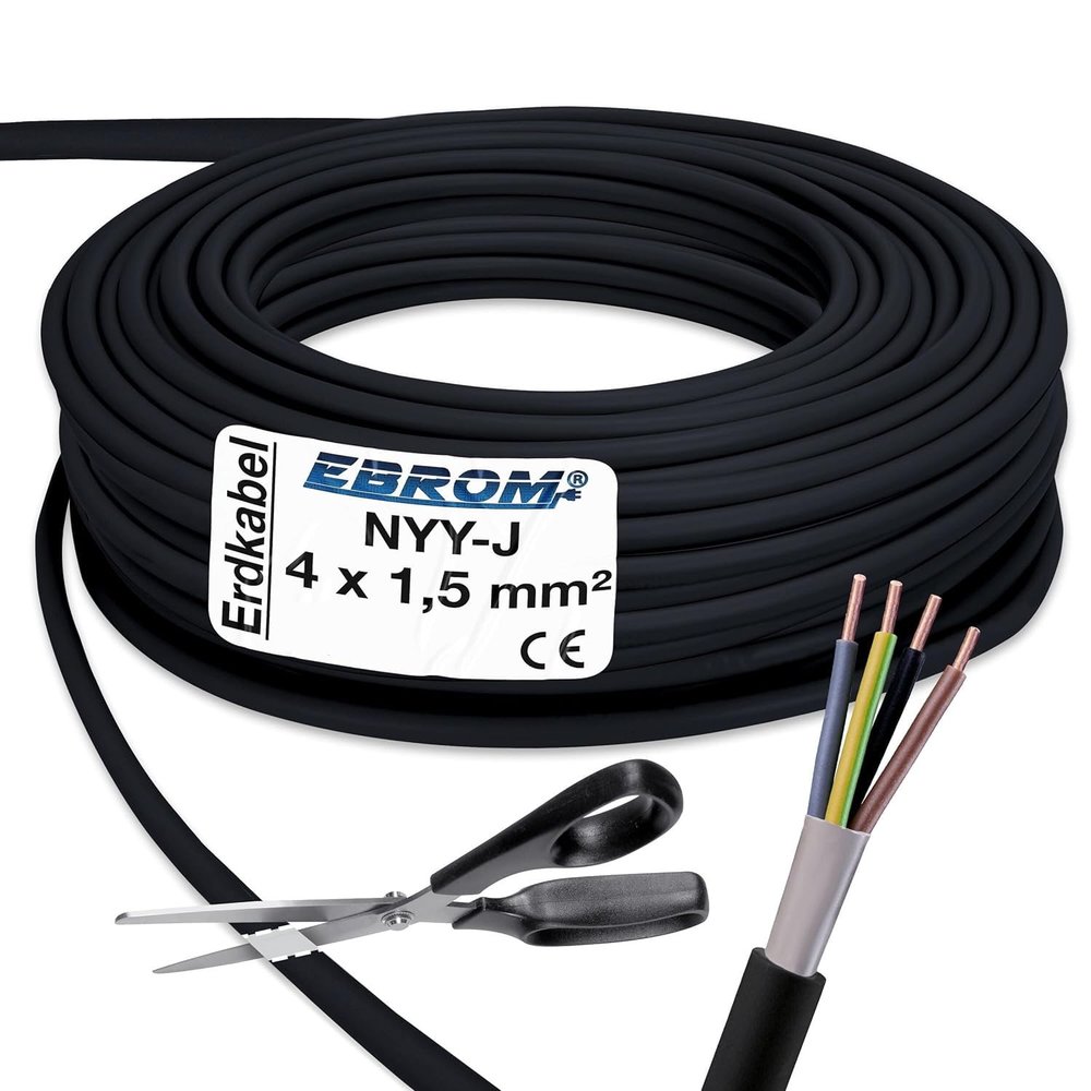EBROM NYY-J 4 x 1.5 mm² Underground Cable, Black, 29 m