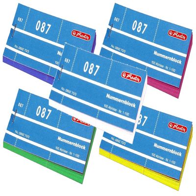 Herlitz Number Pads 892703, Numbers 1–1000, 10 Pads with 100 Tear-Off Sheets Each