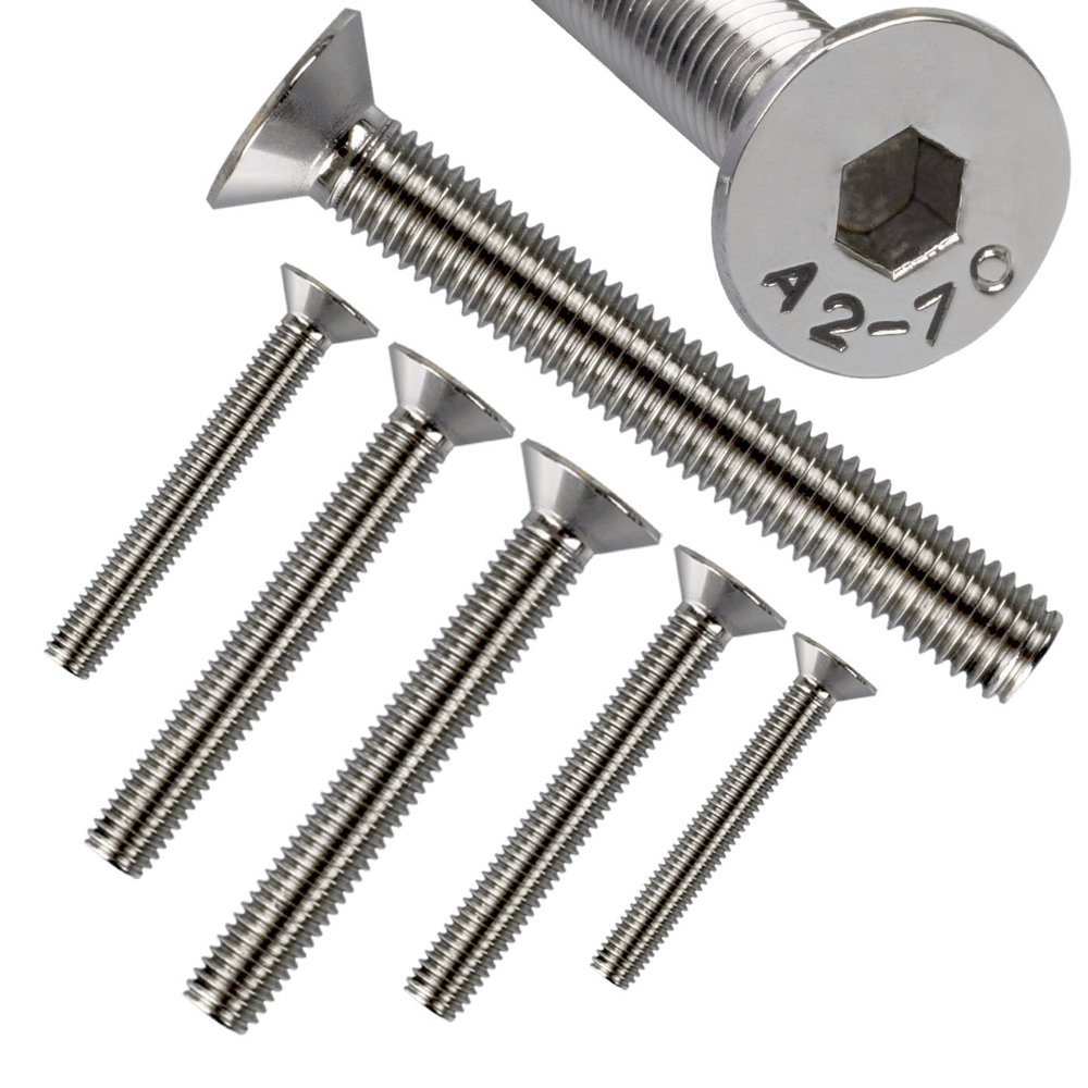 Stahlia M8 x 45 mm Stainless Steel Countersunk Screws, 10-Pack, Hex Socket, Full Thread, DIN 7991