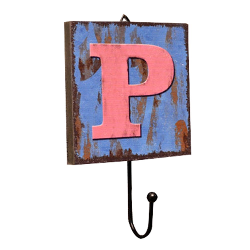A–Z Wooden Letter Wall Hooks, Color P