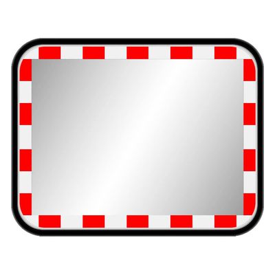 TMS PRO SHOP Stainless Steel Traffic Mirror with Plastic Frame, Red/White, Rectangular, 60 x 45 cm, Item No. 41053