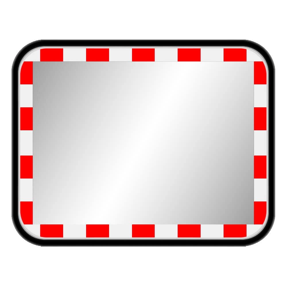 TMS PRO SHOP Stainless Steel Traffic Mirror with Plastic Frame, Red/White, Rectangular, 60 x 45 cm, Item No. 41053