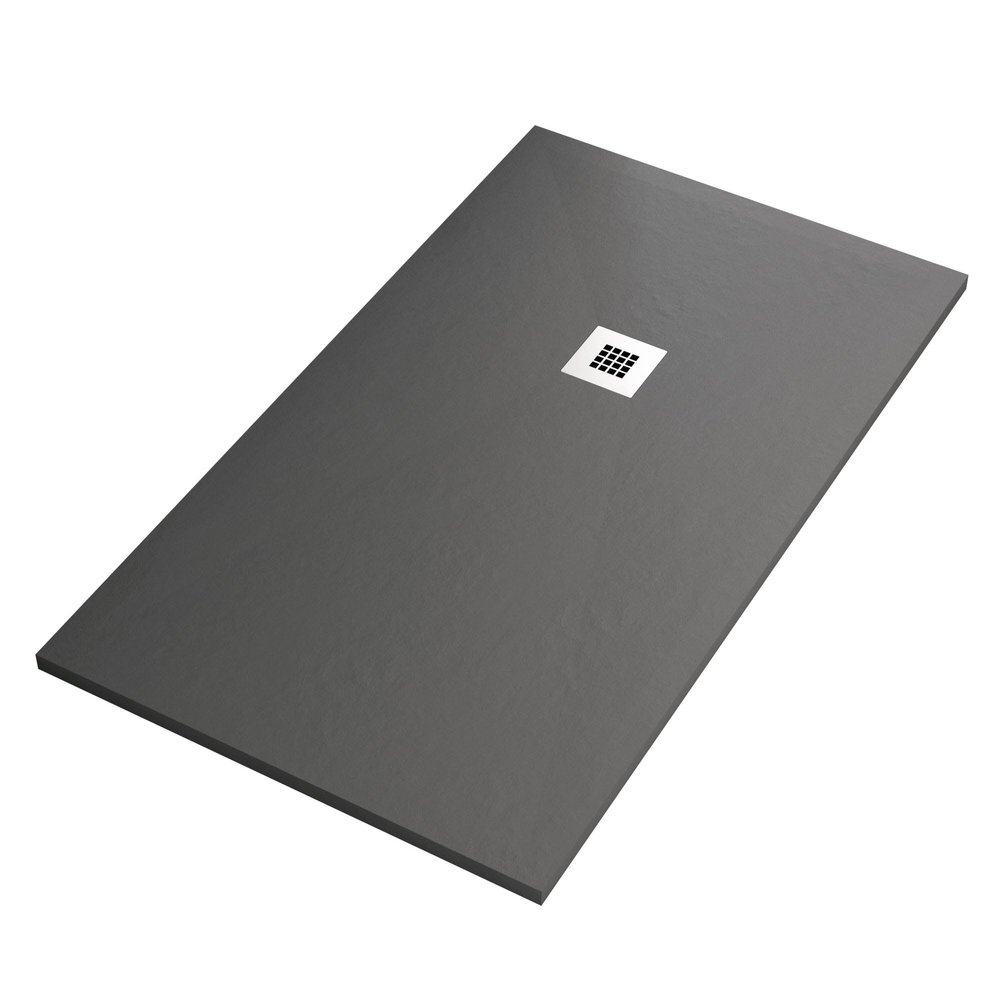 Black Marble-Resin Shower Tray with Stone and Concrete Effect PLUS - Messe