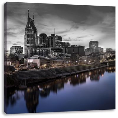 Pixxprint Nashville Skyline Panorama, 70 x 70 cm, Square Canvas Print, Wall Art, Art Print, Ready-Stretched