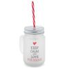 printplanet Personalized Keep Calm Handled Glass with Lid and Reusable Straw view 1