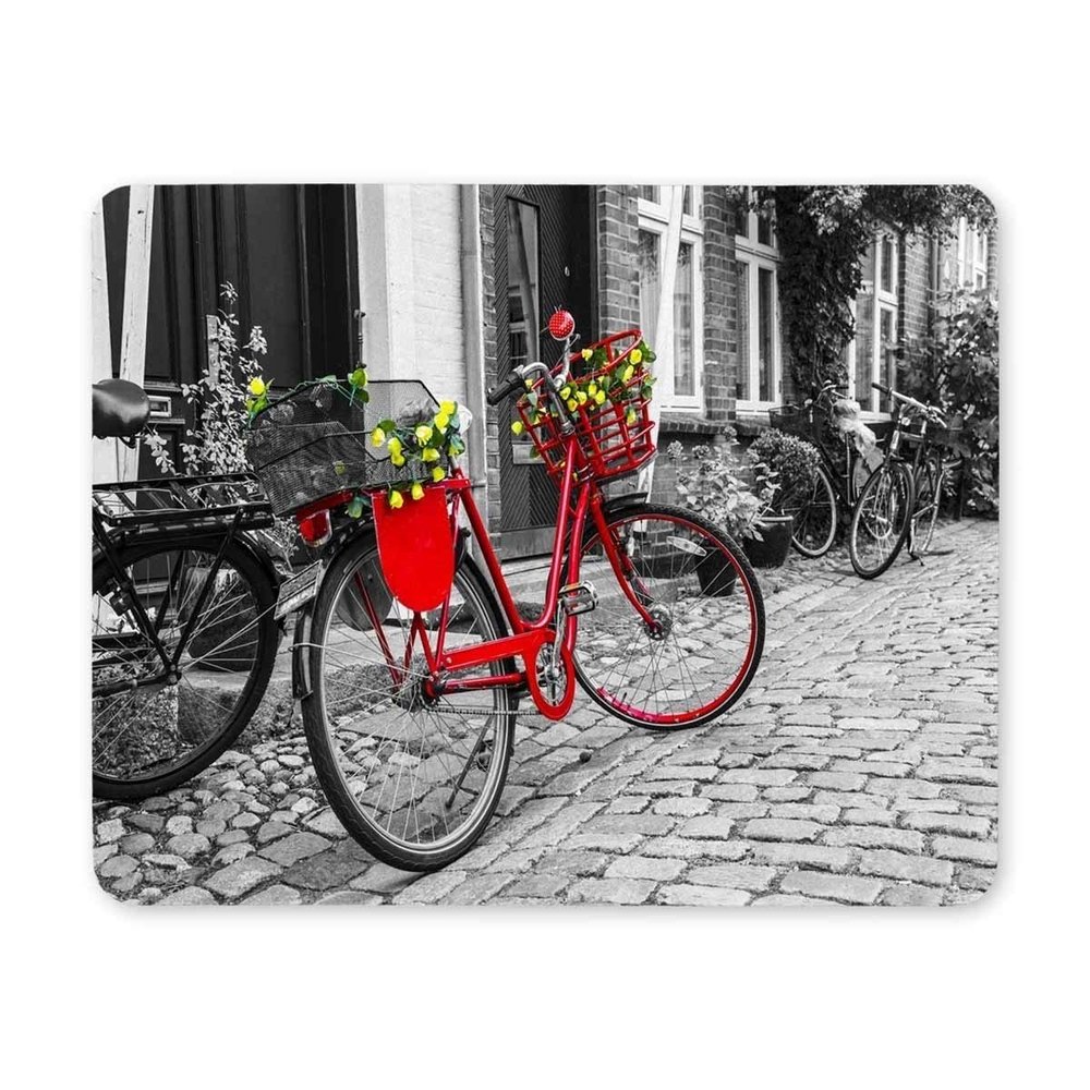 YENDOSTEEN Gaming Mouse Pad – Old Red Bicycle on Cobblestone Streets