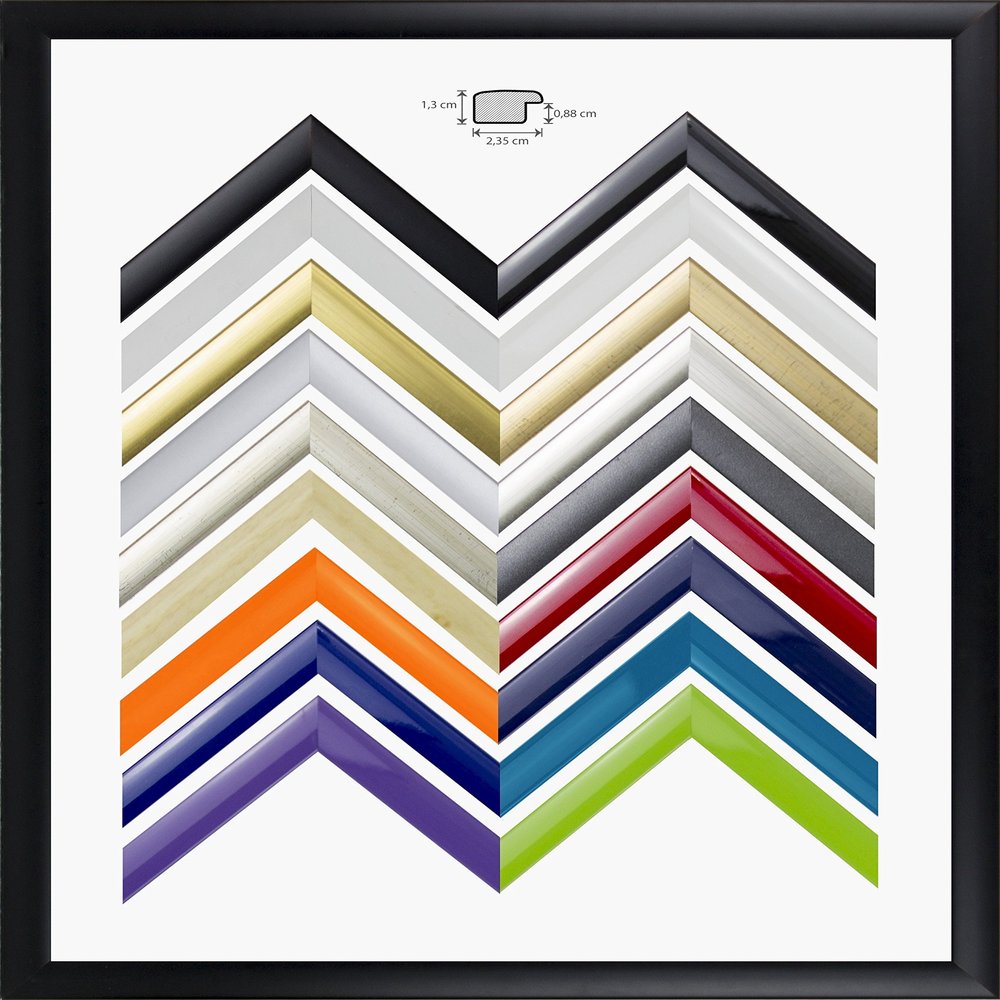 Ottavia Picture Frame 60 x 90 cm Solid Wood, Rounded, Elegant, Matte Black, Anti-Reflective Acrylic Glazing