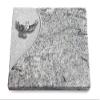 Folio Grave Plaque 40 x 30 x 3–4 cm, Viskont White Granite, Polished, with Engraving and Aluminum Dove Ornament view 1