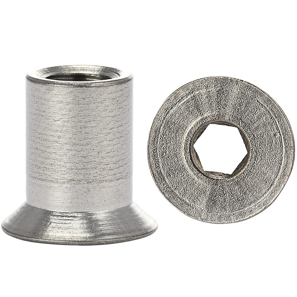 OPIOL QUALITY M5x15 Sleeve Nuts, Countersunk Head, Hex Socket, Stainless Steel A1/VA, 2-Pack