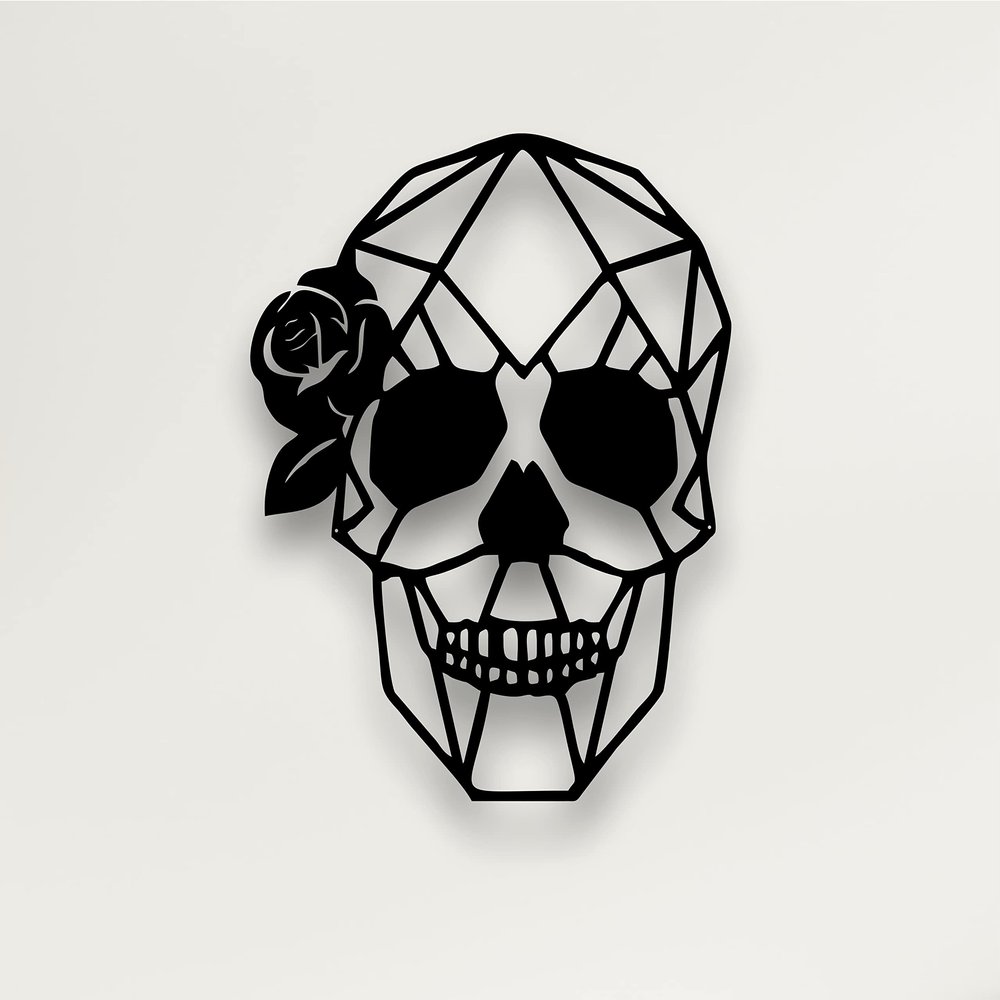 DEKADRON Viva la Vida Metal Skull Wall Decoration, 3D Silhouette, 43 x 61 cm