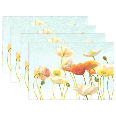 LIANCHENYI Heat-Resistant Polyester Placemat, Poppy Design, 1 Piece