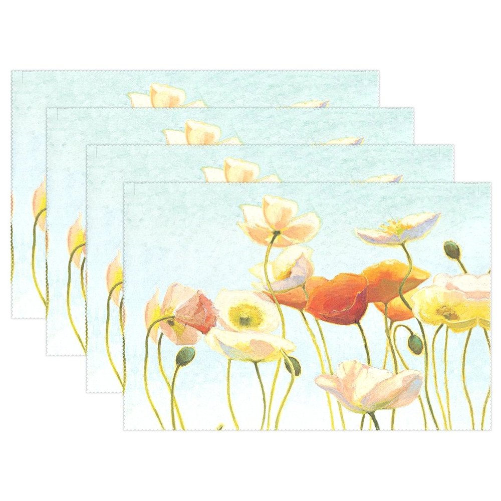 LIANCHENYI Heat-Resistant Polyester Placemat, Poppy Design, 1 Piece