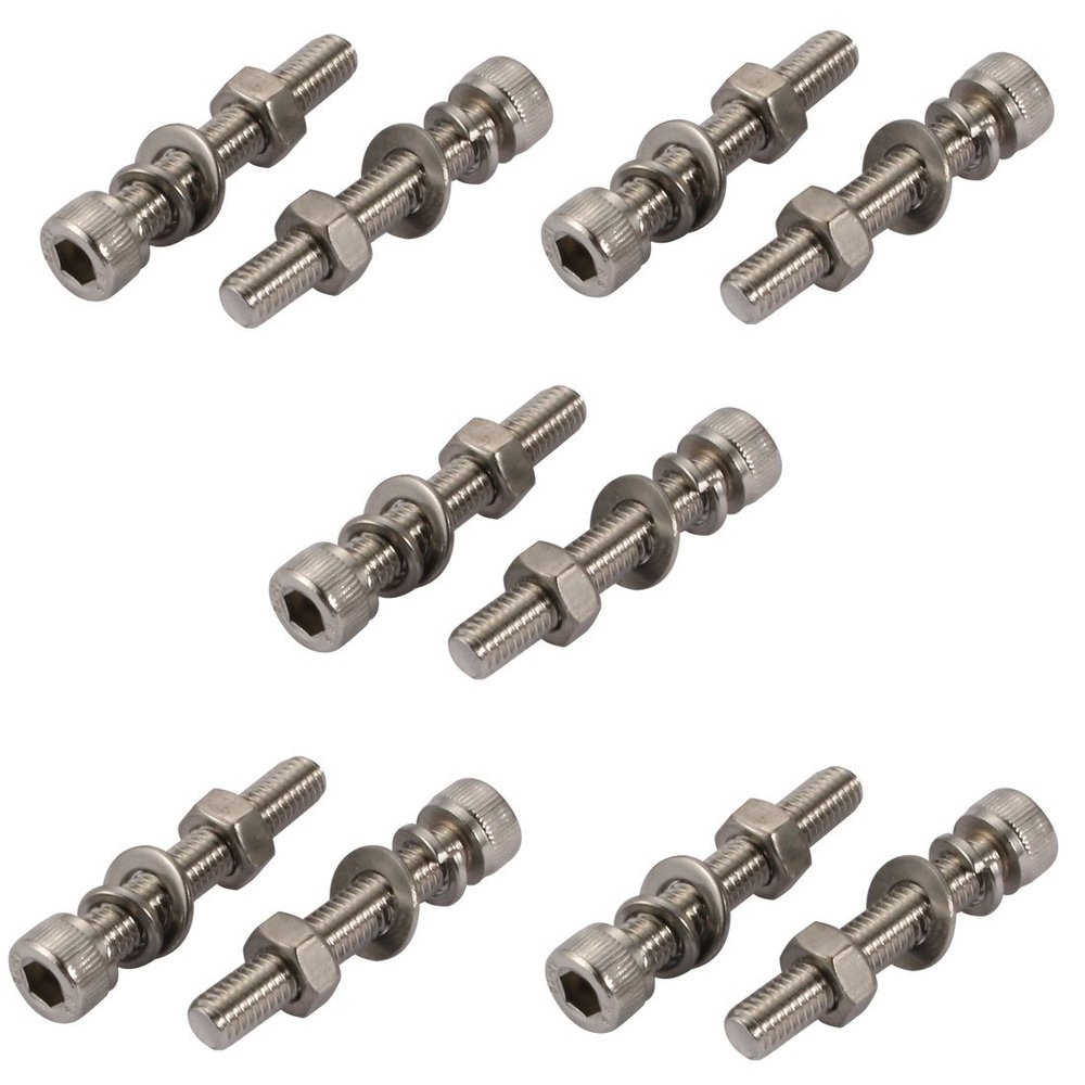 sourcing map 10-Piece M5 x 30 mm 304 Stainless Steel Knurled Socket Screws with Nuts and Washers