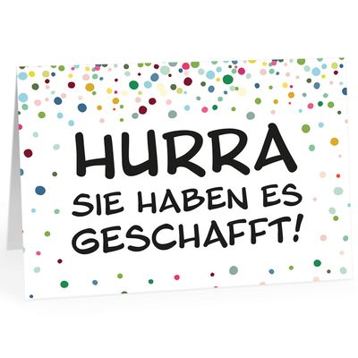 Extra-Large A4 Congratulations Card for Passing an Exam, Colorful Confetti Design, Formal, with Envelope