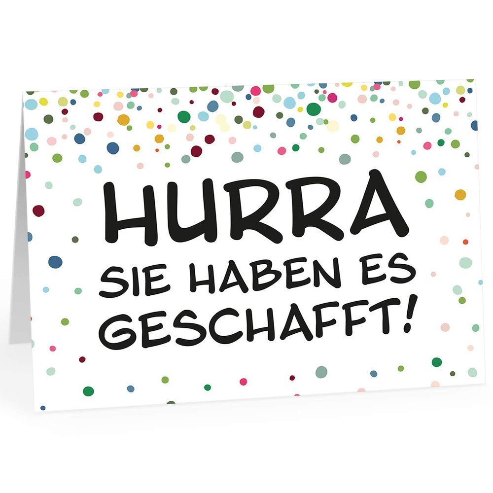 Extra-Large A4 Congratulations Card for Passing an Exam, Colorful Confetti Design, Formal, with Envelope