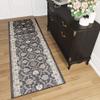 TAPISO Dubai Runner Rug, Black/Cream, Classic Traditional Ornamental Floral Pattern, KOTEX, 70 x 1500 cm view 1