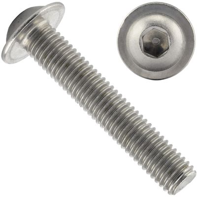 OPIOL QUALITY M6 x 25 mm Button Head Flange Screws with Hex Socket, ISO 7380, A2 V2A Stainless Steel, 50 pcs