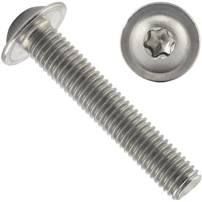 OPIOL QUALITY M5x10 mm Stainless Steel A2/V2A Pan Head Flange Screws, ISO 7380, Torx, 2-Pack