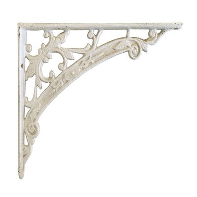 Belle Epoque Cast-Iron Shelf Bracket, White, 14 x 18.5 cm