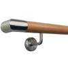 TIBU Beech Wood Stair Handrail with Stainless Steel Holders, 30–500 cm, One Piece — Variant: 240 cm with 4 Holders and Stainless Steel Corner End Piece view 2