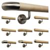 Maple Stair Railing Handrail, Angled Stainless Steel Brackets, 160 cm, 3 Brackets view 1
