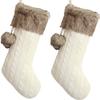 Gireshome White Velvet Christmas Stocking with Faux Fur Cuff, 10 x 18 in view 1