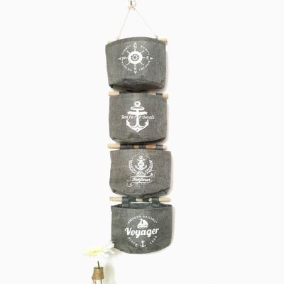 LegendTech 4-Piece Hanging Storage Organizer, Cotton Bags, Gray, 8.5 × 7 in