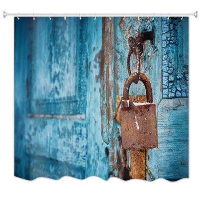 A.Monamour Rustic Blue Wood Texture Shower Curtain 180 x 200 cm