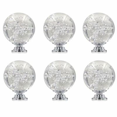 FBSHOP(TM) 6-Piece 40 mm Clear Bubble Crystal Cabinet Knobs