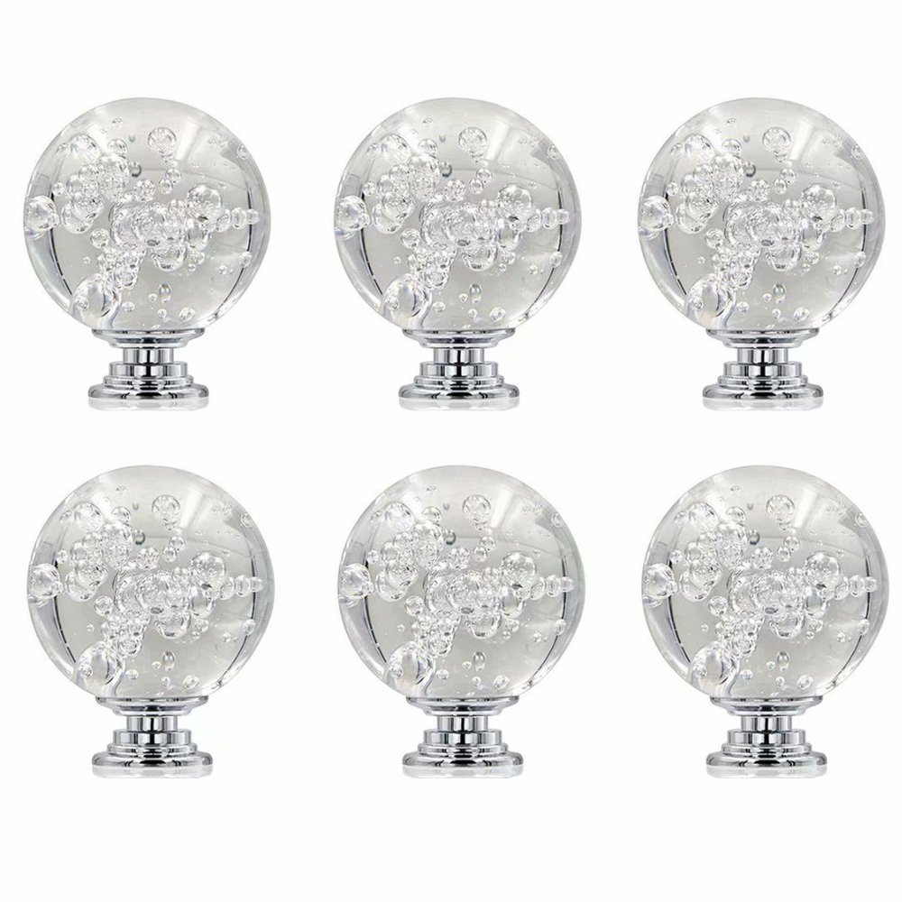 FBSHOP(TM) 6-Piece 40 mm Clear Bubble Crystal Cabinet Knobs