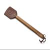 OUTSET 17.5" Brown Acacia Wood and Leather Fly Swatter view 1