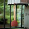 OUTSET 17.5" Brown Acacia Wood and Leather Fly Swatter view 3