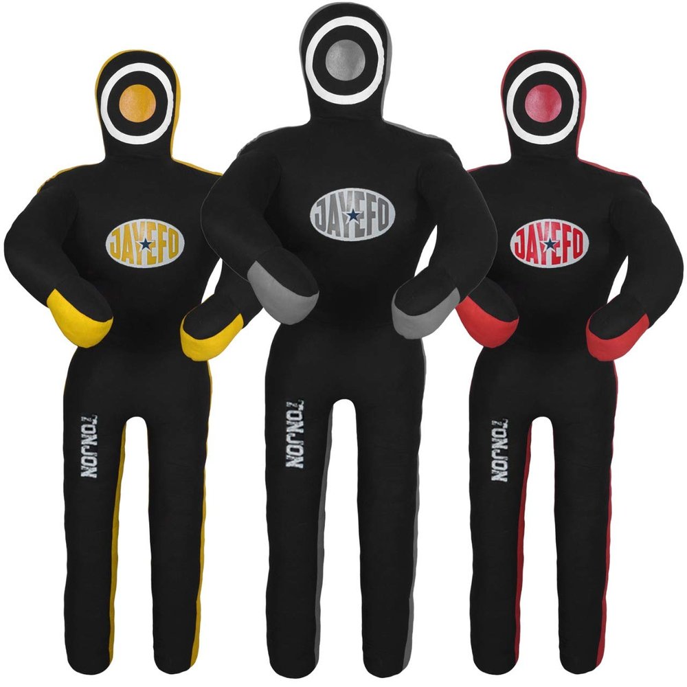 Jayefo Tonjon MMA Grappling Dummy - Jiu-Jitsu Dummy for Punching & Kickboxing, Boxing Dummy for Martial Arts and Karate Training, Freestanding Punching Bag for Kickboxing | Unfilled 1.8 m (Gray/Black)