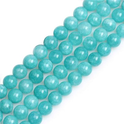 GEM-Inside 10 mm Blue Jade Semiprecious Stone Beads, Round, Loose Beads for Jewelry Making, DIY, Craft Supplies, 38.1 cm