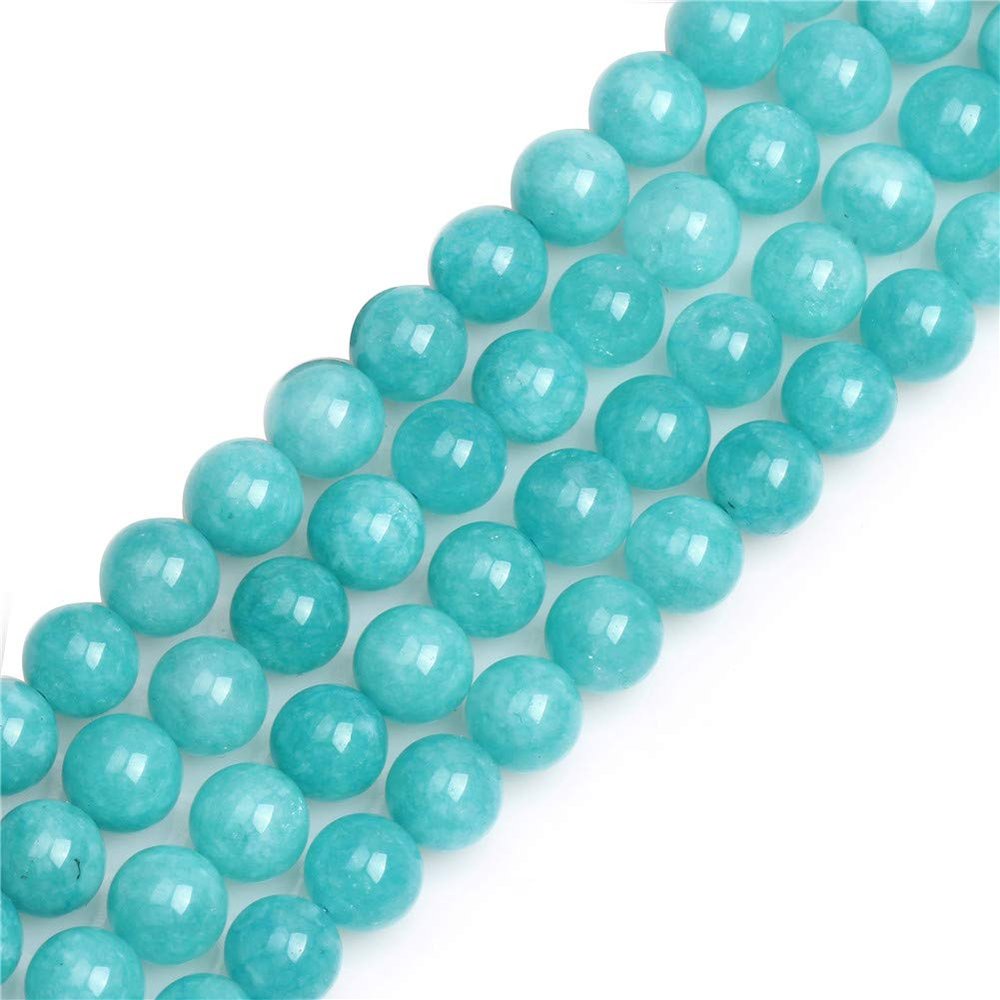 GEM-Inside 10 mm Blue Jade Semiprecious Stone Beads, Round, Loose Beads for Jewelry Making, DIY, Craft Supplies, 38.1 cm