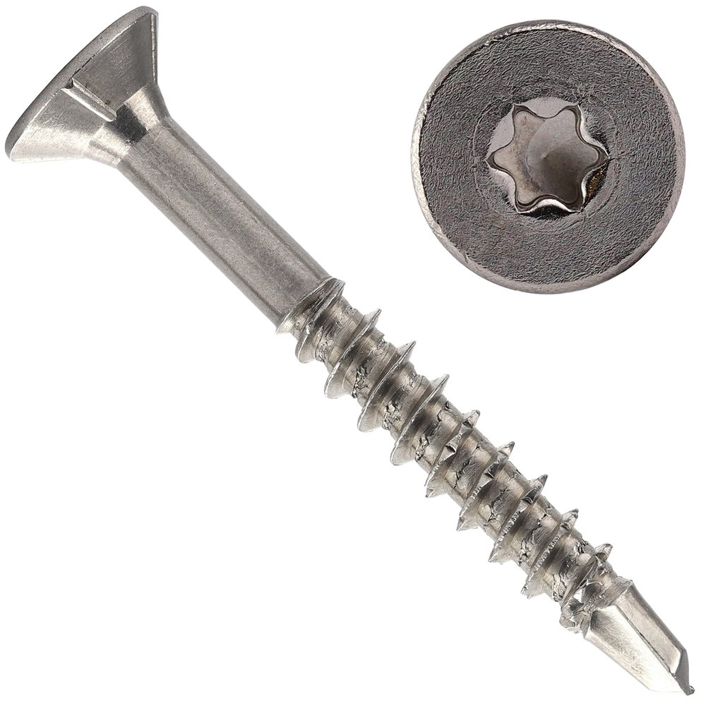 OPIOL QUALITY Stainless Steel A2/V2A Chipboard Screws, 4 x 70 mm, TX Countersunk Head, 50-Pack