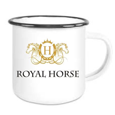 Crealuxe Royal Horse Enamel Mug – Camping Mug with Custom Text