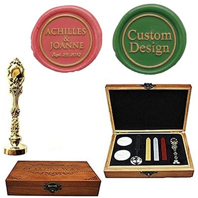 Custom Name, Date, Heart Monogram Wax Seal Stamp Set