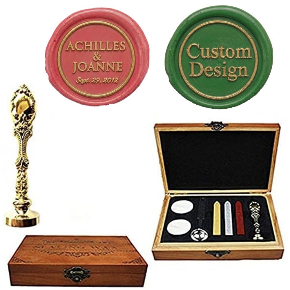 Custom Name, Date, Heart Monogram Wax Seal Stamp Set