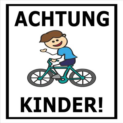 Melis-Folienwerkstatt Warning Sign – Children at Play, 15 x 10 cm, 3 mm Rigid Foam, Pre-Drilled Holes, Multiple Sizes/Materials