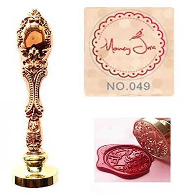 Custom Name Round Italic Monogram Personalized Logo Wax Seal Stamp Set with Rosewood Handle