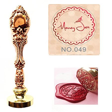 Custom Name Round Italic Monogram Personalized Logo Wax Seal Stamp Set with Rosewood Handle