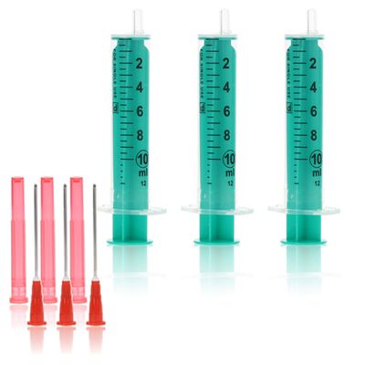 Horn Medical Syringe Set for Hobbies & DIY, with Blunt Needles, 3-Pack (3 x 10 mL & 3 x Needles)