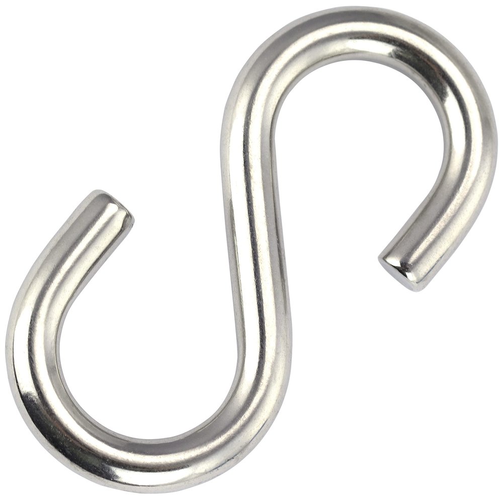 OPIOL QUALITY Symmetrical S-Hooks D=8, A4 V4A Stainless Steel, 20-Pack