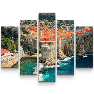 Paul Sinus Art Canvas Print 160 x 100 cm, View of Dubrovnik and the Mediterranean Coast, Croatia