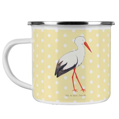 Mr. & Mrs. Panda Camping Enamel Mug, Stork – Gift, Birth