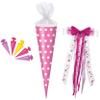 School Cone Set, Pink with White Dots, 50 cm, with 5 Mini Cones view 1