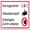 Alarm-Protected, Video-Monitored Sign, No Unauthorized Entry, White Aluminum, 30 x 20 cm view 1