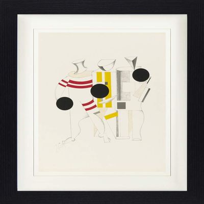 1art1 El Lissitzky Poster Victory over the Sun, Sportsmen, 1923, Framed Picture with Fine Mat | Wall Art | 40 x 30 cm