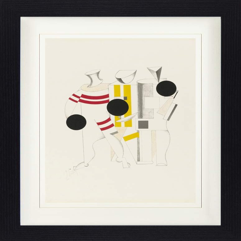 1art1 El Lissitzky Poster Victory over the Sun, Sportsmen, 1923, Framed Picture with Fine Mat | Wall Art | 40 x 30 cm